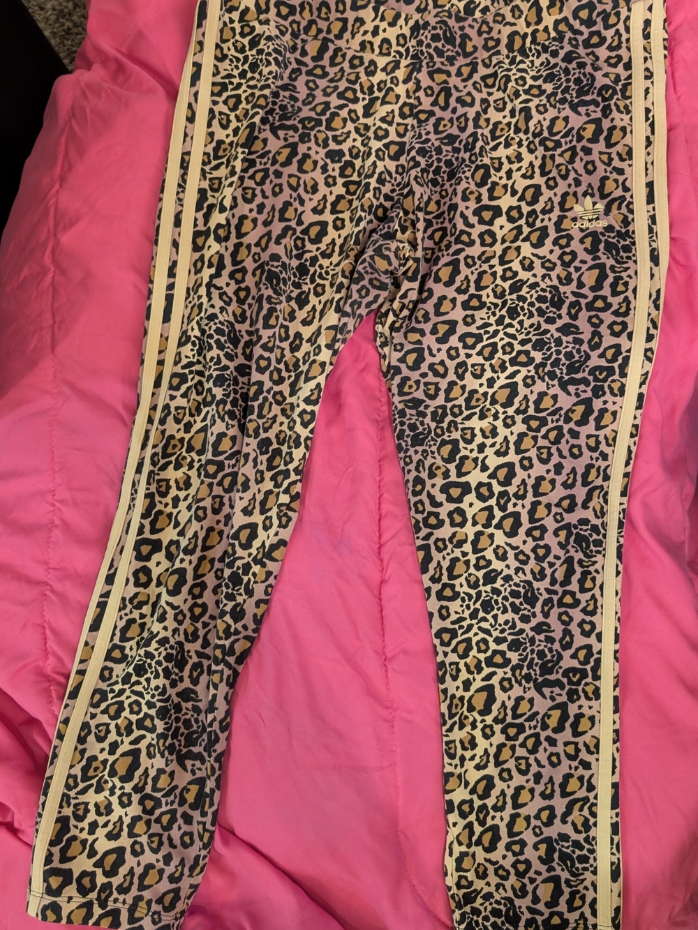 adidas Leopard Print Leggings with Gold Stripes